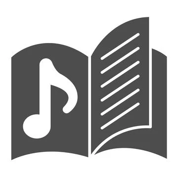 Notebook with musical symbols solid icon, education concept, notebook music sign Stock Illustration