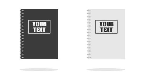 Notebook, notepad. Black and white notebook with shadow isolated on white. Stock Illustration