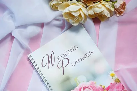 Notebook for notes for future newlyweds. Wedding notebook for the bride Stock Photos