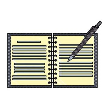 Notebook open with magnifying glass scribble 스톡 일러스트