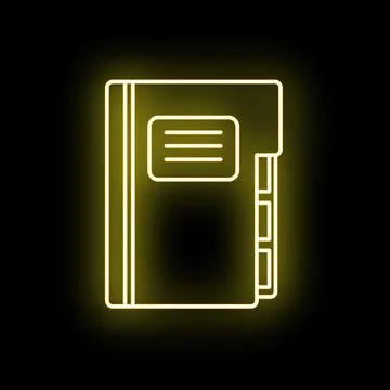 Notebook or binder neon icon representing education and business Иллюстрация