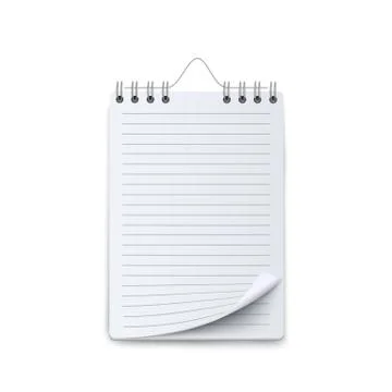 Notebook or calendar sheet blank mockup 3d flat vector illustration isolated. Stock Illustration
