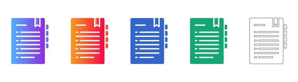 Notebook or Checklist Icon Set in Vibrant Gradient and Outline Ilustração Stock