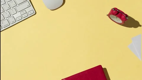 Notebook or diary for writing or studying on the table in modern office or home Stock Footage 220601289