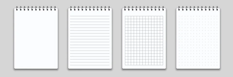 Notebook or memo notepad with binder. Vector note pad or diary with lined and Illustrazione stock