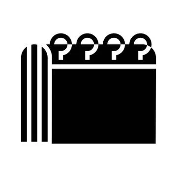 Notebook or writing pad vector illustration, solid style icon Illustrazione stock