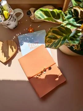 Notebook Organized in a Cozy Environment Stock Photos