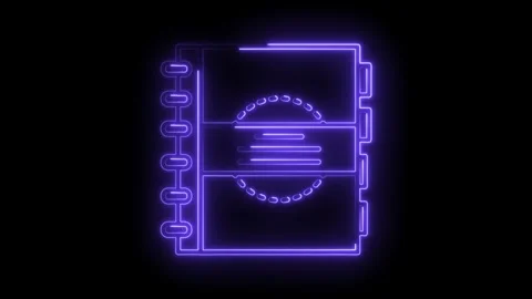 Notebook outline glowing neon light isolated on black background digital an.. Stock Footage 316677087