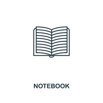 Notebook outline icon. Creative design from school icon collection. Premium Stock Illustration
