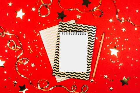 Notebook with page for goals and resolutions Stock Photos