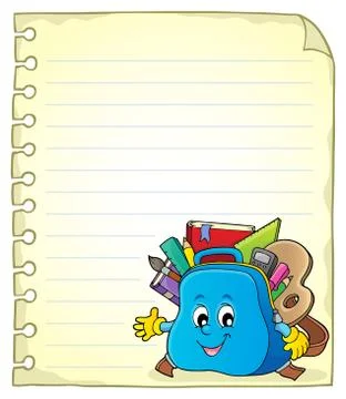 Notebook page with schoolbag Stock Illustration