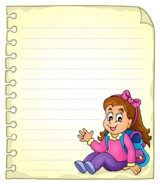 Notebook page with schoolgirl - eps10 vector illustration. Stock Illustration