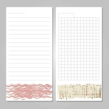 Notebook page templates with paper for notes, memos, checklist Illustration