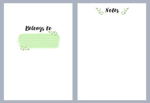Notebook pages template, belongs to, notes, vector Stock Illustration