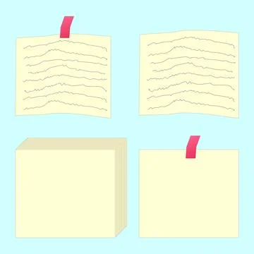 Notebook Paper and Sticky Notes Set Stockillustratie