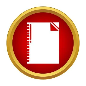 Notebook paper icon in red circle button Stock Illustration