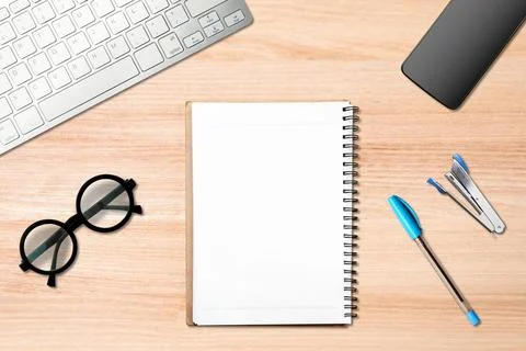 Notebook paper mockup for office workspace Stock Photos