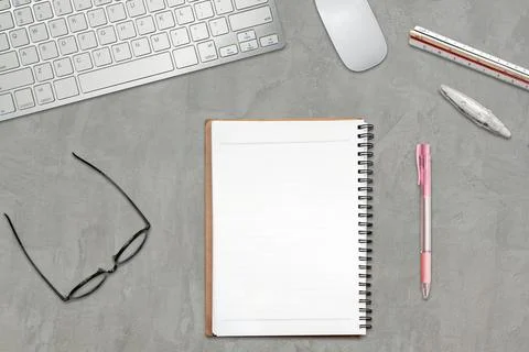 Notebook paper mockup for office workspace Stock Photos