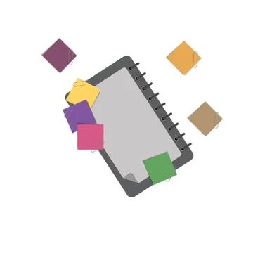 Notebook paper notepad vector note white background flat isolated Stock Illustration