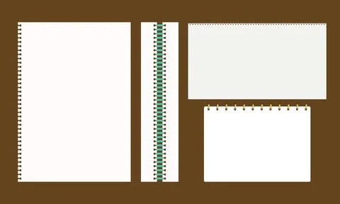 Notebook Paper Set with Multiple Blank Page Layouts and Decorative Bound Edge Stock Illustration