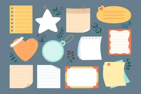 Notebook paper sticky planner note page set vector Stock Illustration