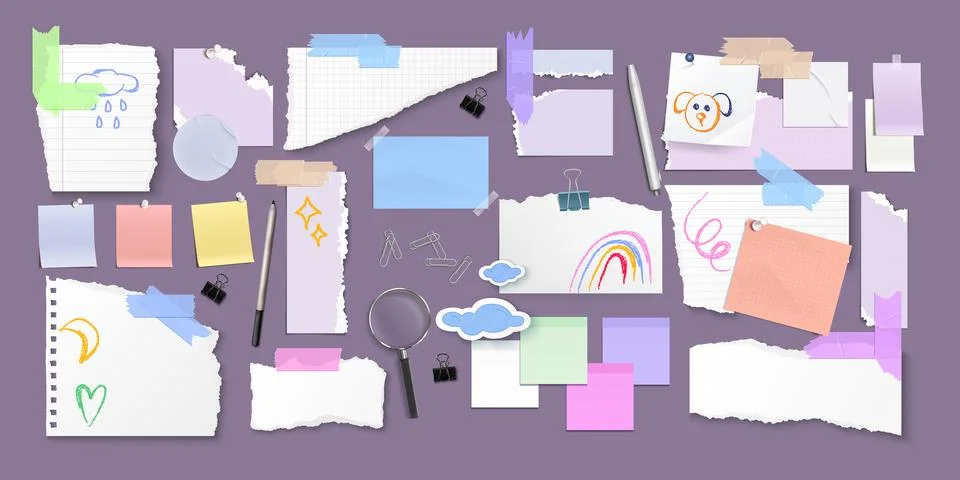 Notebook papers collage and scrapbook Stock Illustration