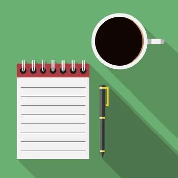 Notebook, pen and coffee Stock Illustration