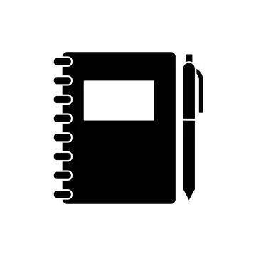Notebook With Pen Black Icon, Concept Illustration, Vector Flat Symbol Stockillustratie