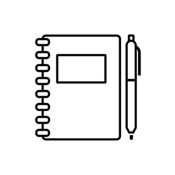 Notebook With Pen Black Icon, Concept Illustration, Vector Flat Design 库存插图