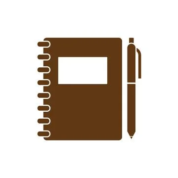 Notebook With Pen, Brown Icon, Concept Illustration, Vector Flat Symbol Stockillustratie