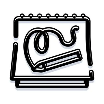 Notebook with pen drawing a continuous line Stock Illustration