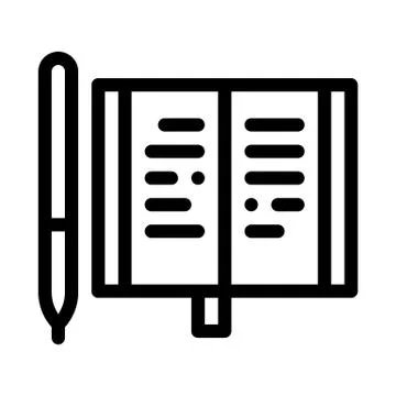 Notebook Pen Icon Vector Outline Illustration Stock Illustration