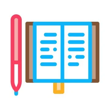 Notebook Pen Icon Vector Outline Illustration Stock Illustration