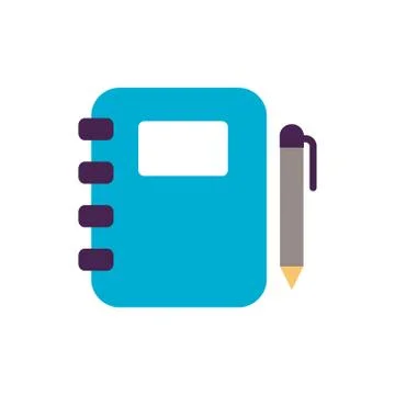 Notebook with pen supply flat style icon 스톡 일러스트