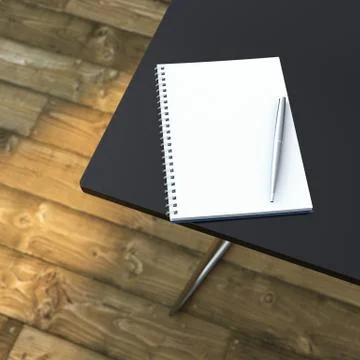 Notebook with pen on table Stock Illustration