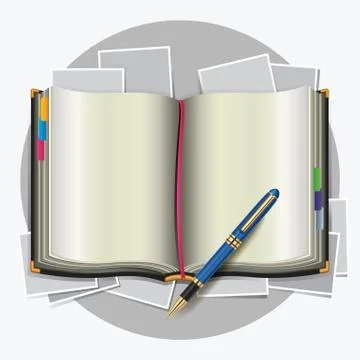Notebook with pen. Vector illustrations. Stock Illustration
