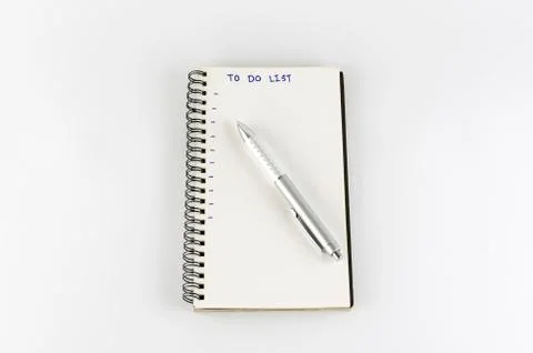 Notebook with pen write to do list word Stock Photos