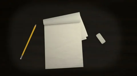 Notebook Pencil and Eraser on a Table in Stop Motion Stock Footage 66170378