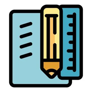 Notebook, pencil and ruler representing school supplies for education Stock Illustration