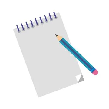 Notebook with pencil flat style icon 스톡 일러스트