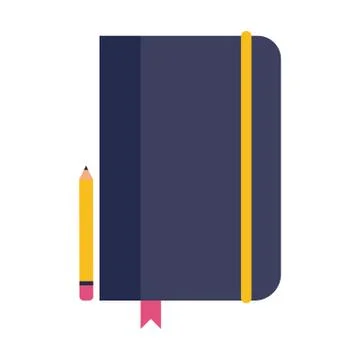 Notebook with pencil flat style icon 스톡 일러스트