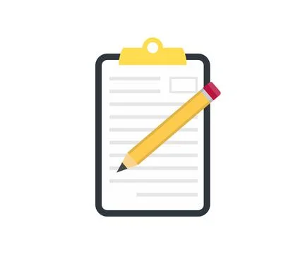 Notebook with pencil flat style logo design. Minimalist style, blank notebook. Stock Illustration