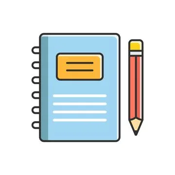 Notebook with pencil icon in flat style. Notepad document vector illustrati.. 스톡 일러스트