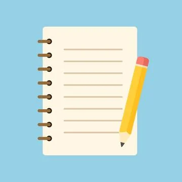 Notebook with pencil icon in flat style. Notepad document vector illustrati.. 스톡 일러스트