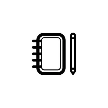 Notebook pencil icon line. Vector on isolated white background. Eps 10. 스톡 일러스트
