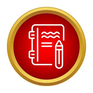 Notebook with pencil icon in red circle Stock Illustration