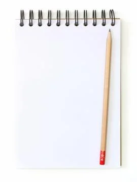 Notebook pencil isolated on white. Stock Photos