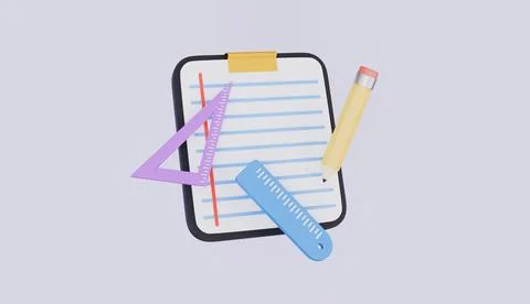 Notebook with pencil, Mathematics and geometry, Stationery for education Illustrazione stock