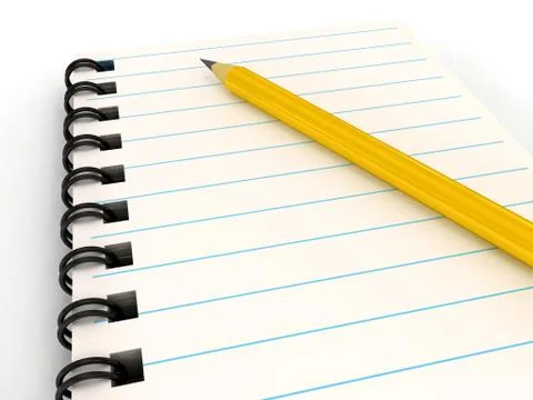 Notebook with pencil over white Stock Illustration