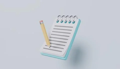 Notebook with a pencil for task sheet concept, report document file icon Stock Illustration